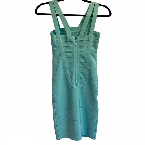 Bebe Ice Blue Bandage mini bodycon Dress Sz XS - Picture 3 of 10